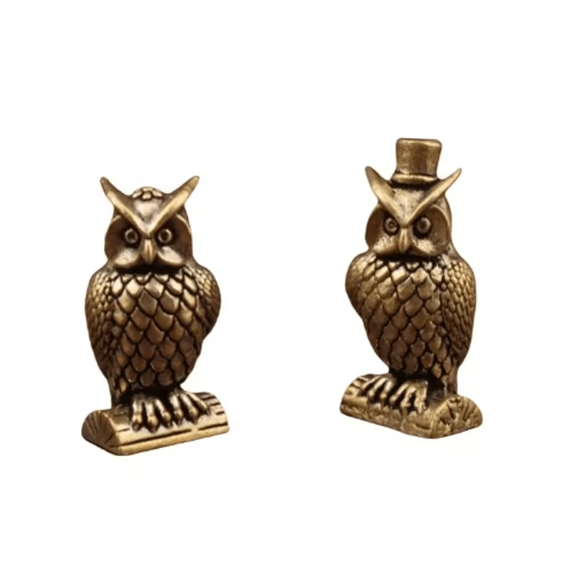 Handmade Brass Owl Figurine Decor Boho Luxury Desk Ornament 3