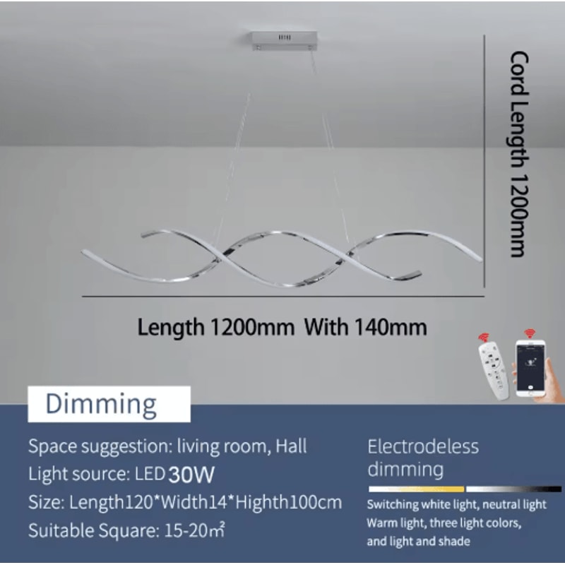 Modern LED Chandelier Minimalist Linear Pendant Light For Dining Living Spaces 3