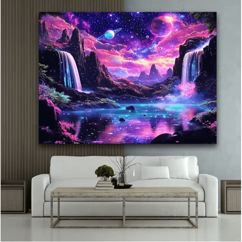 VIKAMA Starry Sky Tapestry Wall Decor Fantasy Galaxy Waterfall Wall Hanging 6