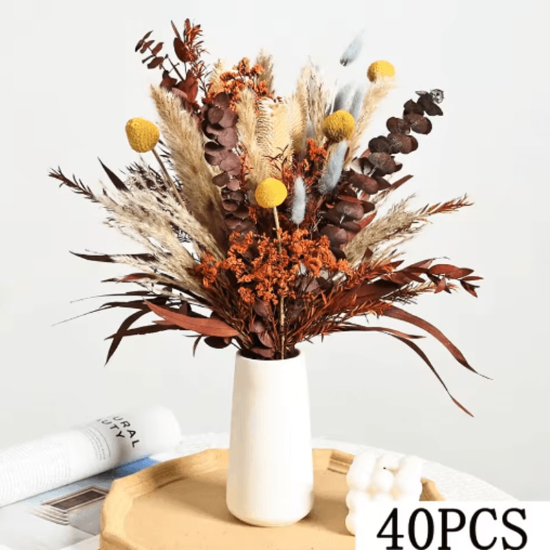 40Piece Preserved Eucalyptus Bouquet Pampas Grass Boho Floral Decor 3