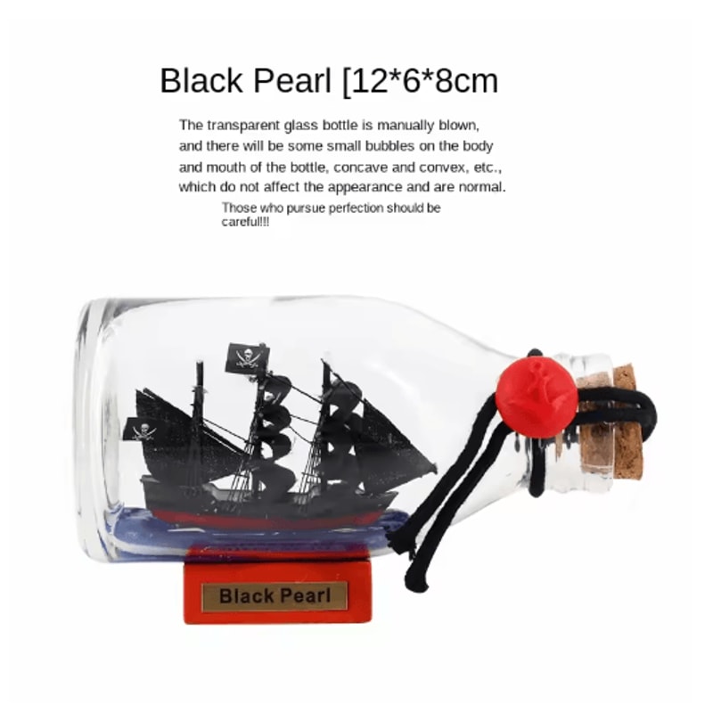 Black Pearl Ship In A Bottle Decor Pirate Glass Bottle Nautical Ornament 0