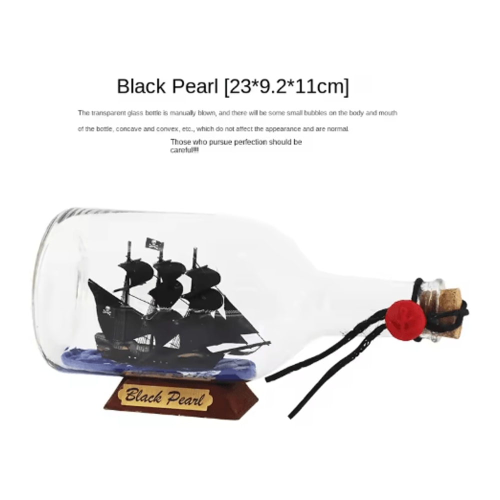 Black Pearl Ship In A Bottle Decor Pirate Glass Bottle Nautical Ornament 1