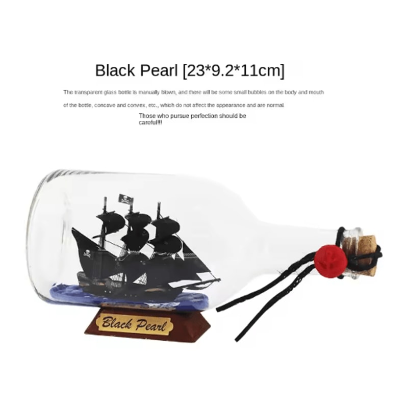 Black Pearl Ship In A Bottle Decor Pirate Glass Bottle Nautical Ornament 1