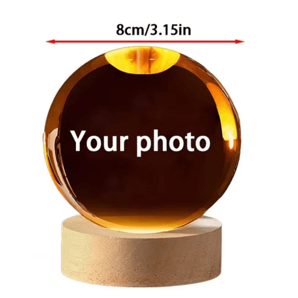Personalized Custom Crystal Ball Night Light LED Photo Keepsake Lamp 1