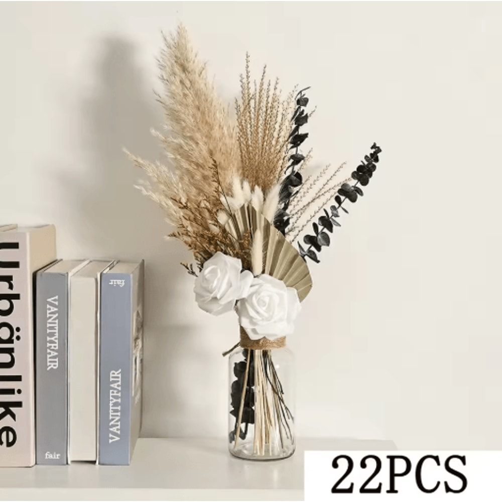 Boho Dried Flower Bouquet Boho Helichrysum Eucalyptus Pampas Arrangement 2