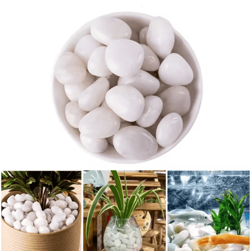 Premium White Decorative Pebbles Polished Garden Aquarium Stones For Elegant Landscaping 0
