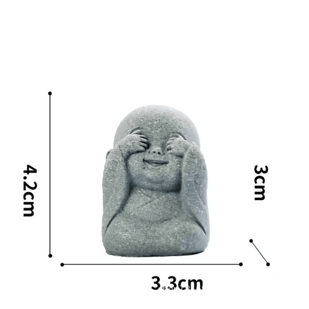 Cute Zen Monk Statues Serene Meditation Decor Mini Garden Figurines Set 2