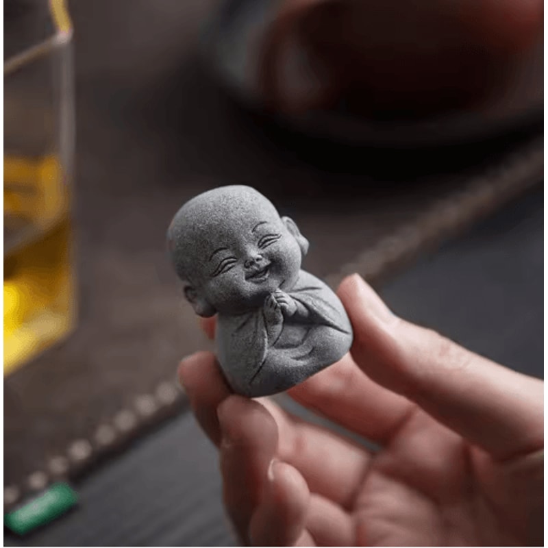 Cute Zen Monk Statues Serene Meditation Decor Mini Garden Figurines Set 6