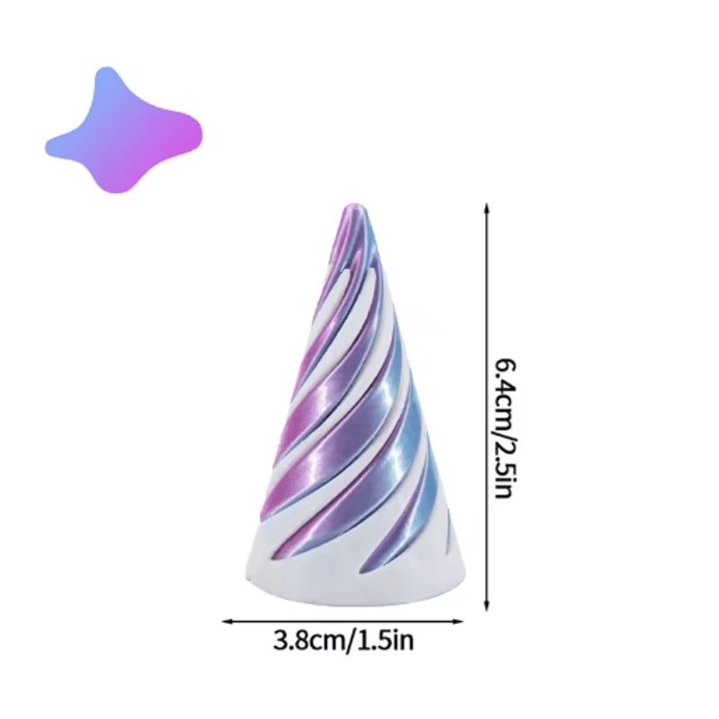 3D Printed Rotating Spiral Pyramid AntiStress Fidget Toy Sensory Desk Decor 1