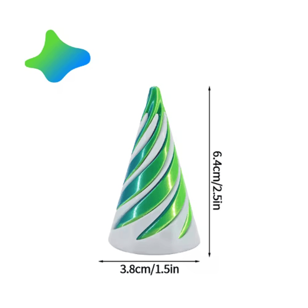 3D Printed Rotating Spiral Pyramid AntiStress Fidget Toy Sensory Desk Decor 2