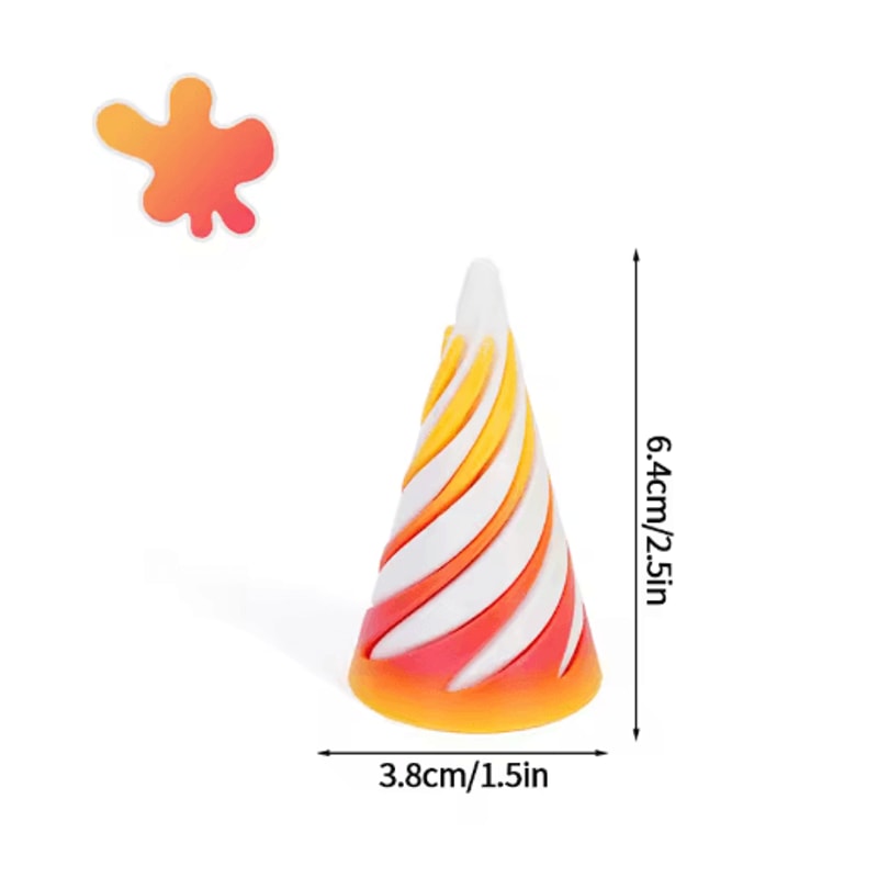 3D Printed Rotating Spiral Pyramid AntiStress Fidget Toy Sensory Desk Decor 18