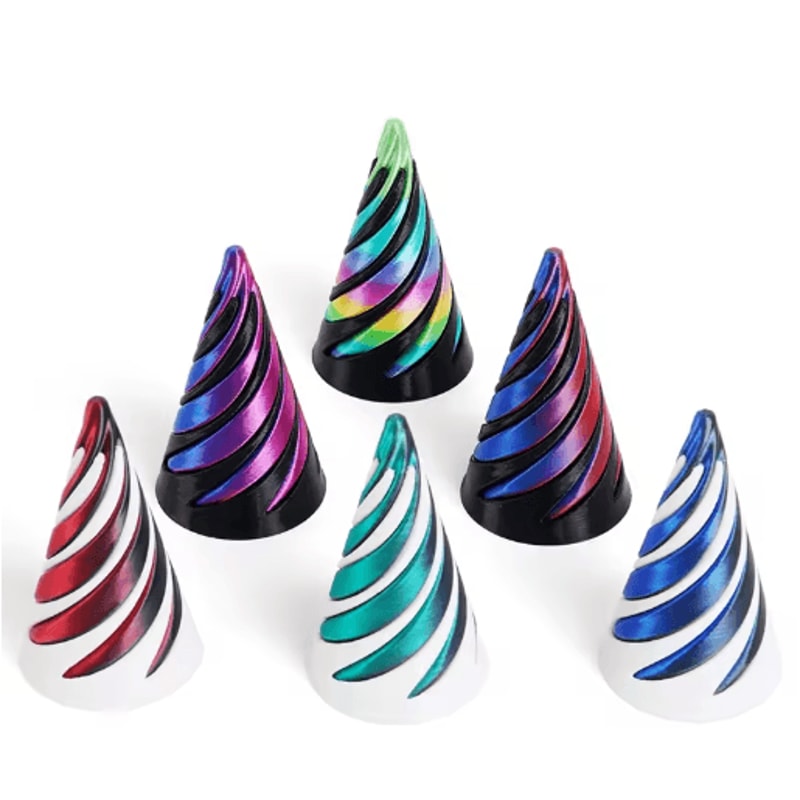 3D Printed Rotating Spiral Pyramid AntiStress Fidget Toy Sensory Desk Decor 29