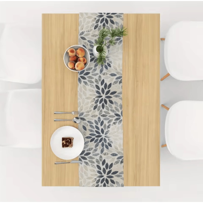 VIKAMA Elegant Linen Table Runner Floral Farmhouse Table Decoration For Stylish Dining 6