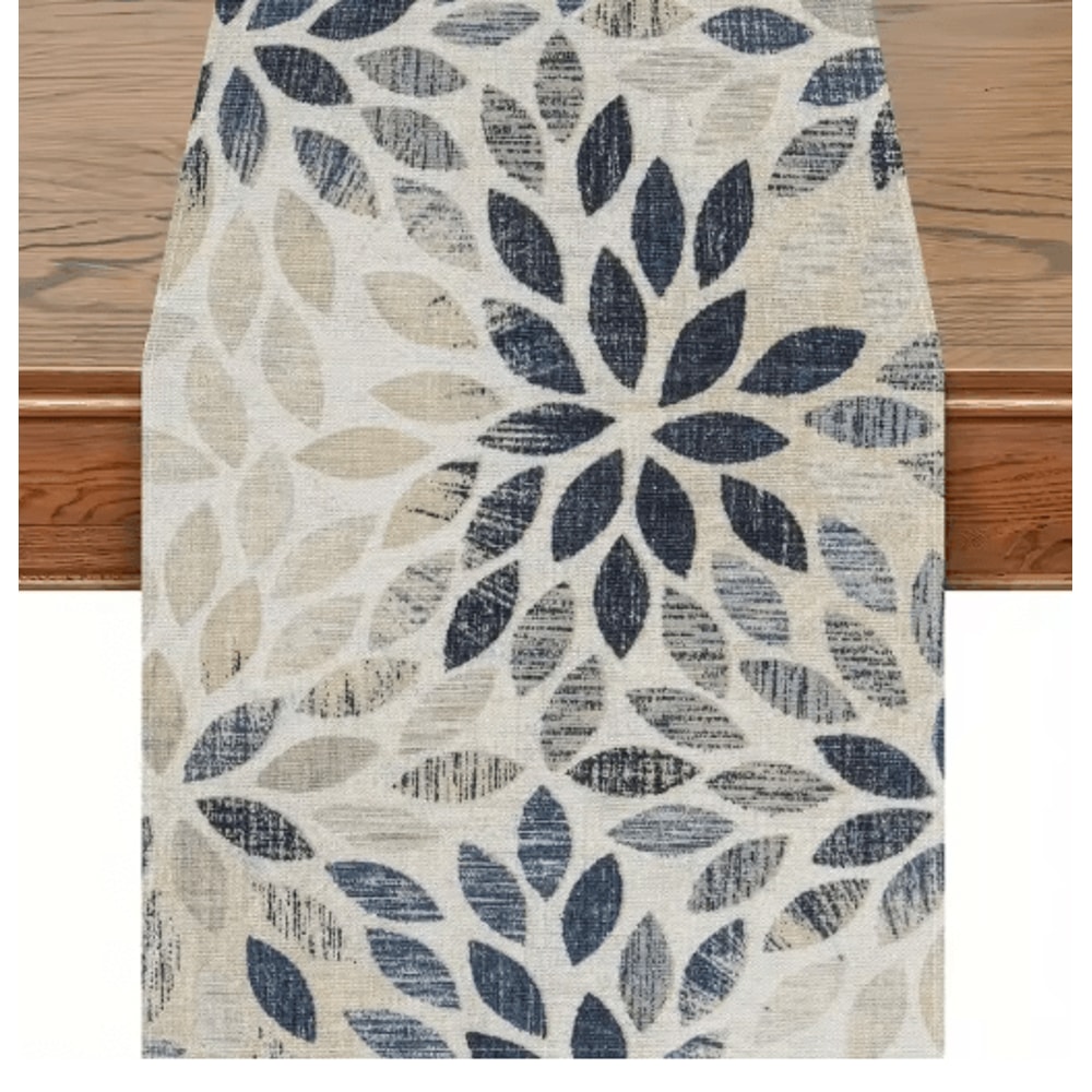 VIKAMA Elegant Linen Table Runner Floral Farmhouse Table Decoration For Stylish Dining 0