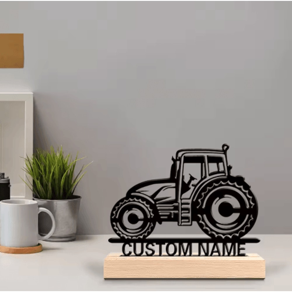 Personalized SUV Metal Art Decor Custom Tabletop Sculpture With Wooden Base For Modern Farmhouse St 0