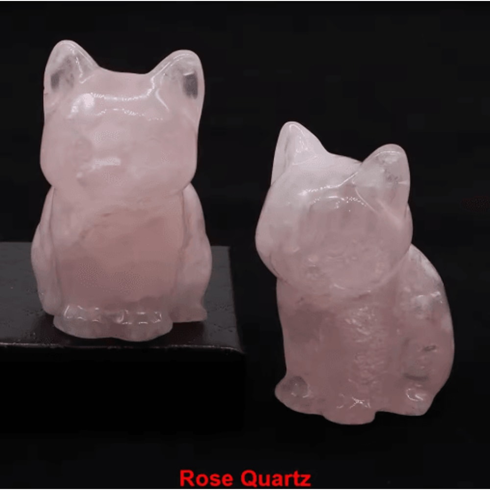HandCarved Amethyst Cat Figurine Crystal Animal Statue For Chakra Healing Meditation Decor 1