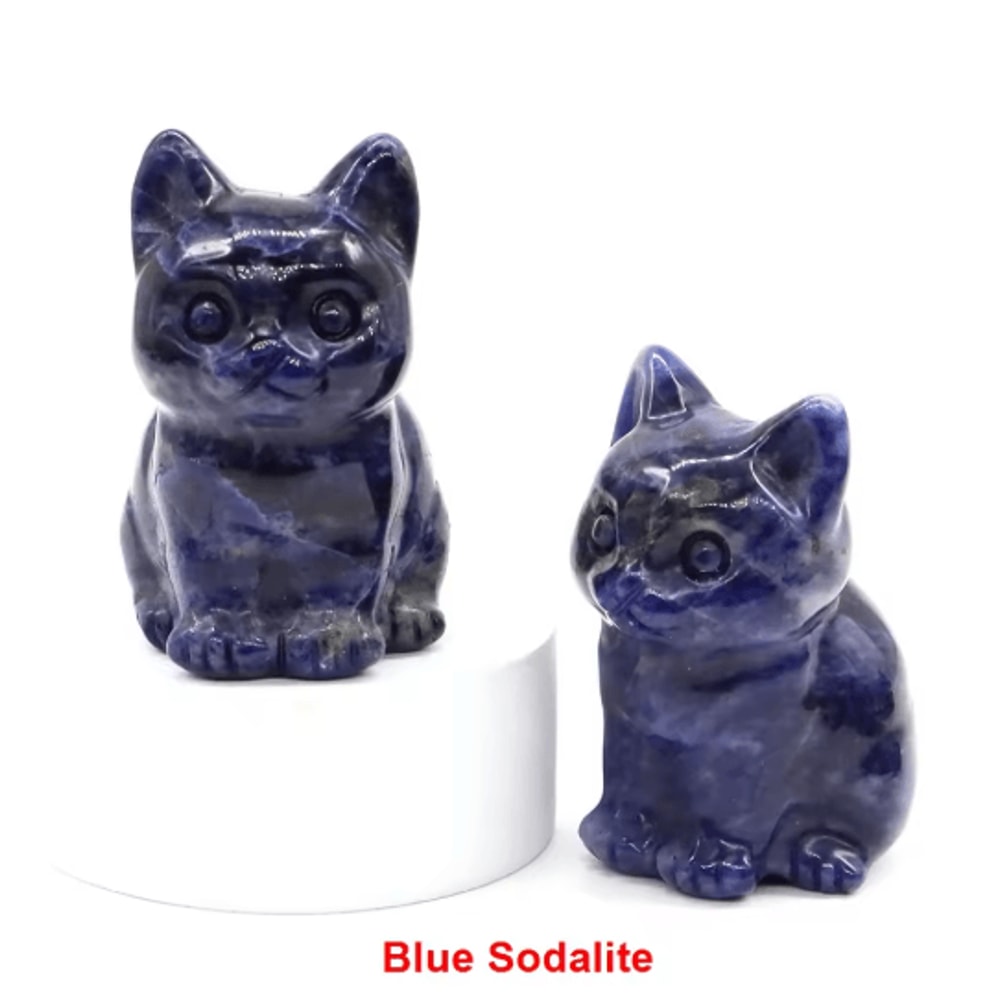 HandCarved Amethyst Cat Figurine Crystal Animal Statue For Chakra Healing Meditation Decor 7