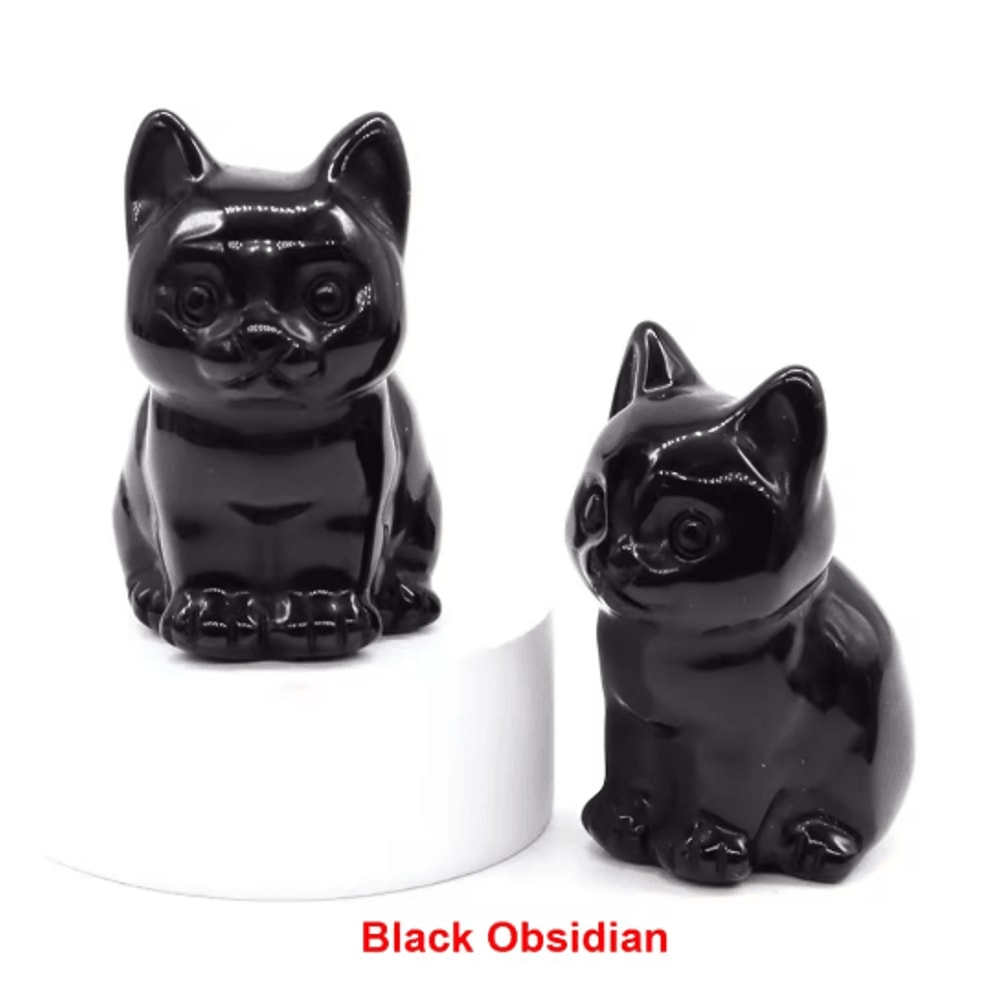 HandCarved Amethyst Cat Figurine Crystal Animal Statue For Chakra Healing Meditation Decor 11