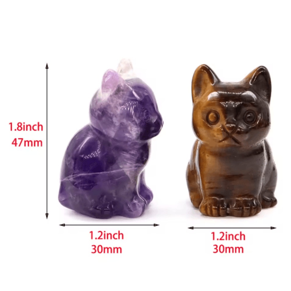 HandCarved Amethyst Cat Figurine Crystal Animal Statue For Chakra Healing Meditation Decor 12