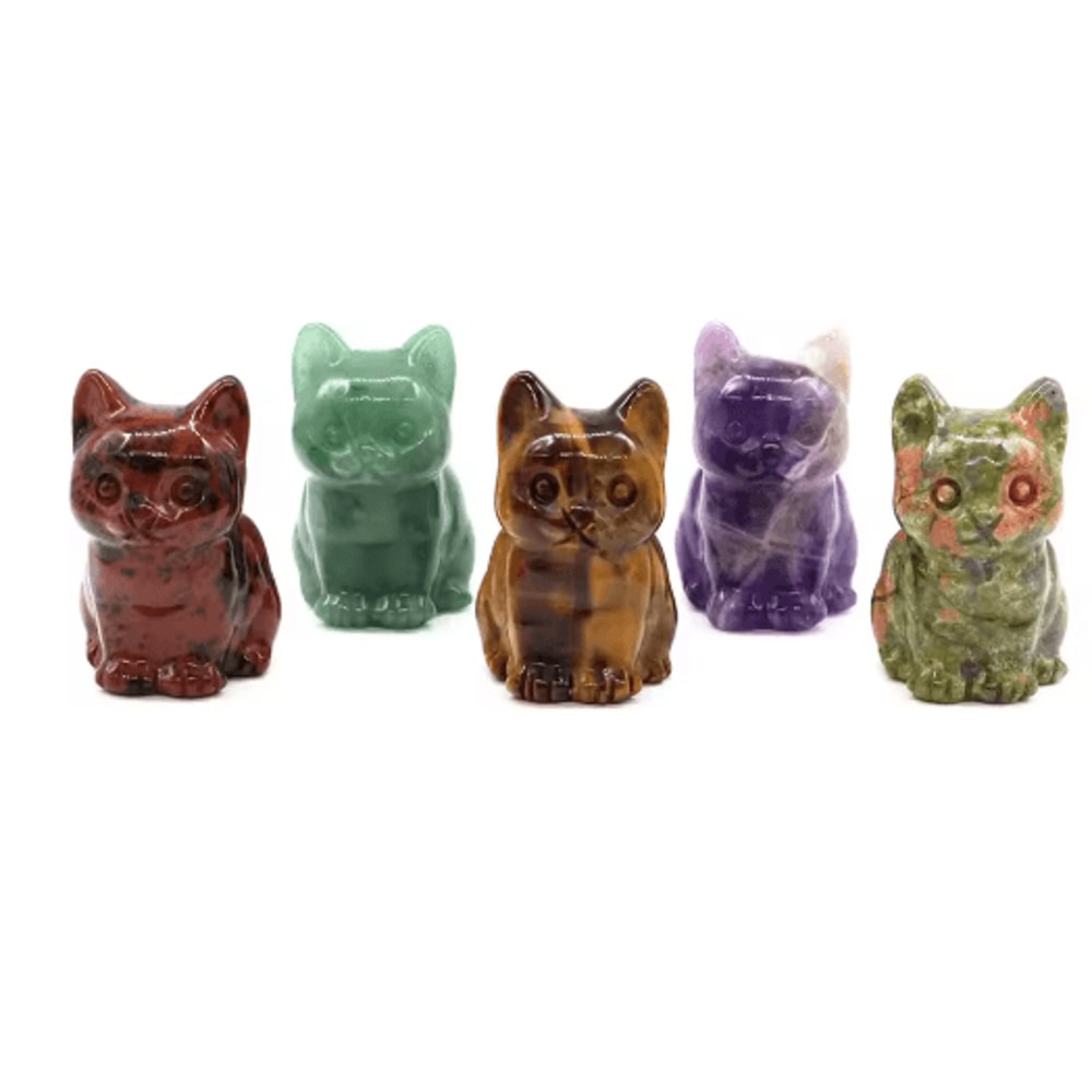 HandCarved Amethyst Cat Figurine Crystal Animal Statue For Chakra Healing Meditation Decor 14