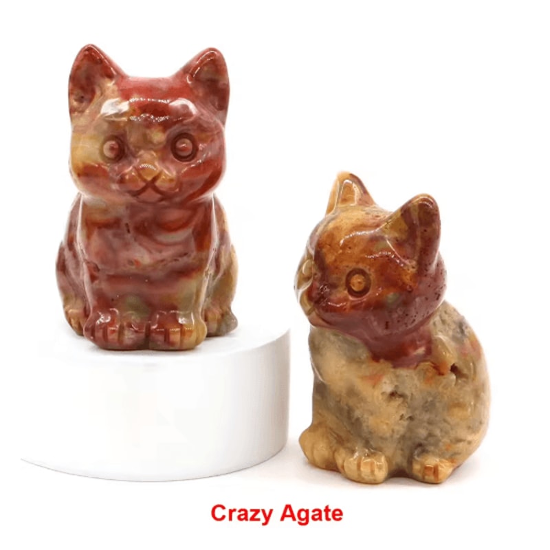 HandCarved Amethyst Cat Figurine Crystal Animal Statue For Chakra Healing Meditation Decor 19