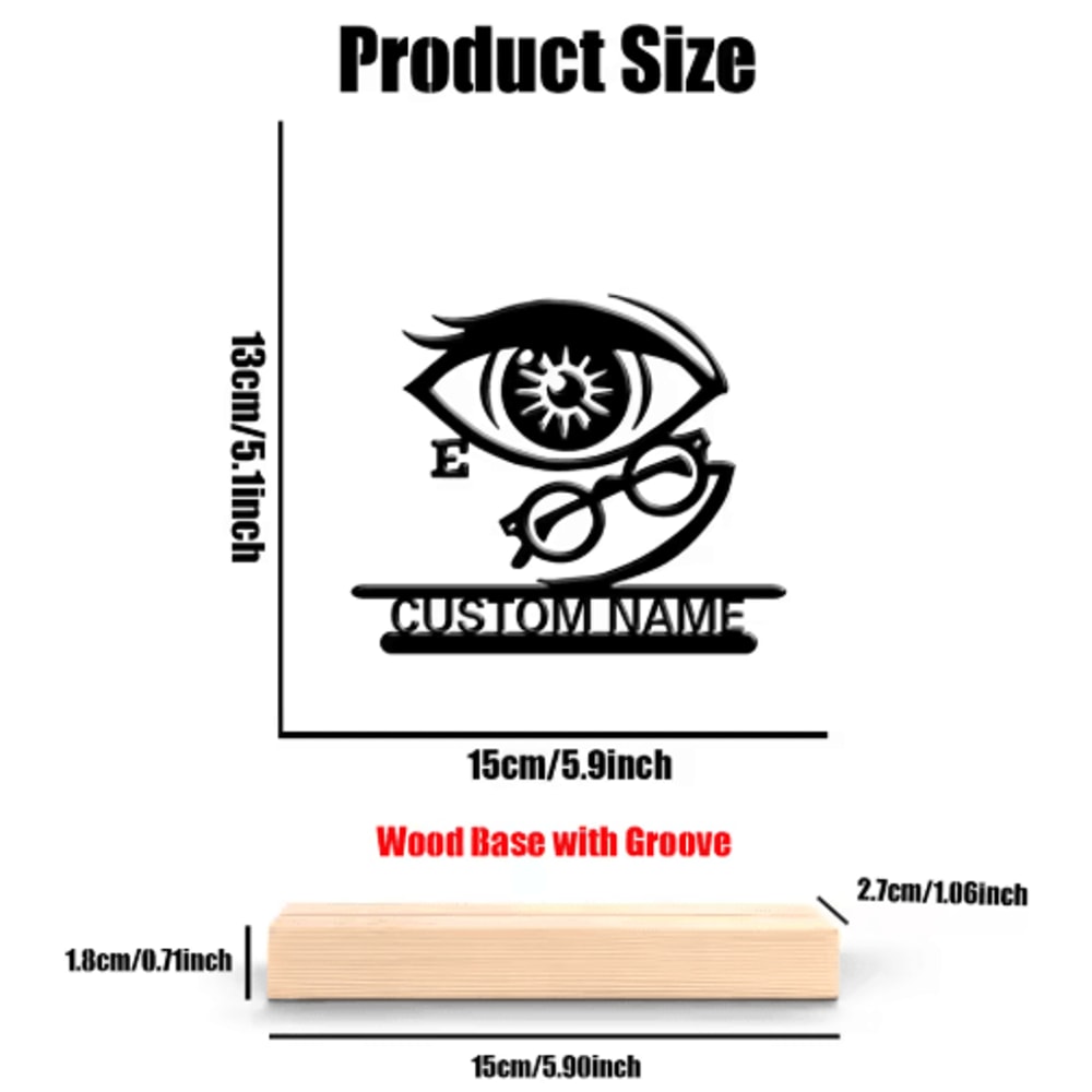 Personalized Ophthalmologist Metal Statue Doctor Desk Decor With Wooden Base Gift 1