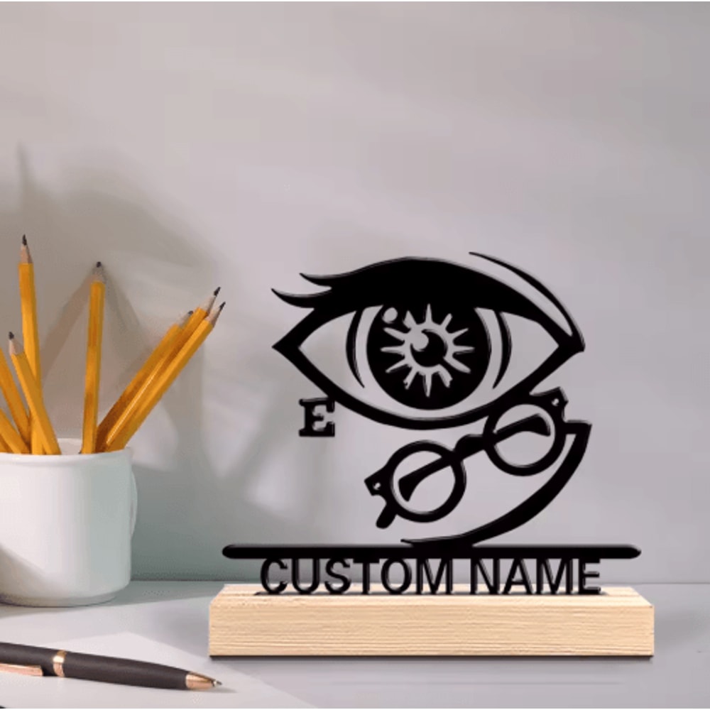 Personalized Ophthalmologist Metal Statue Doctor Desk Decor With Wooden Base Gift 5