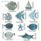 10PCS Wooden Fish Wall Decor Set Nautical Coastal Art For Beach Bathroom Home 1