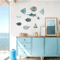 10PCS Wooden Fish Wall Decor Set Nautical Coastal Art For Beach Bathroom Home 5