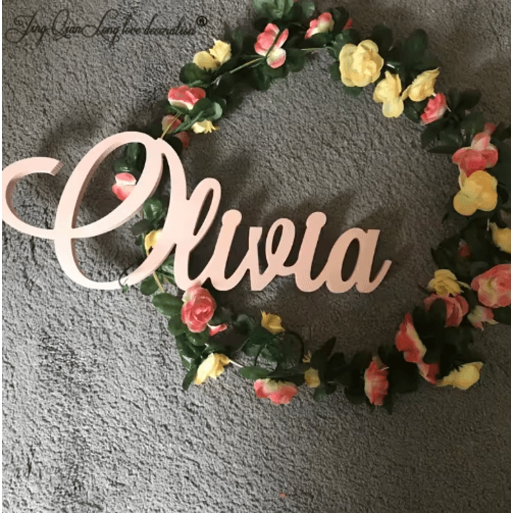 Personalized Wooden Name Sign Custom Baby Name Wall Decor For Nursery Kids Room 0
