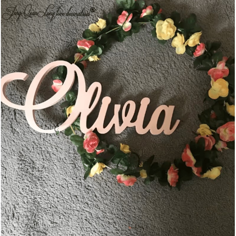 Personalized Wooden Name Sign Custom Baby Name Wall Decor For Nursery Kids Room 0