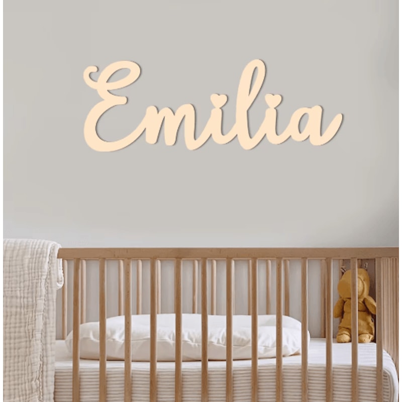 Personalized Wooden Name Sign Custom Baby Nursery Wall Decor For Kids Room 0