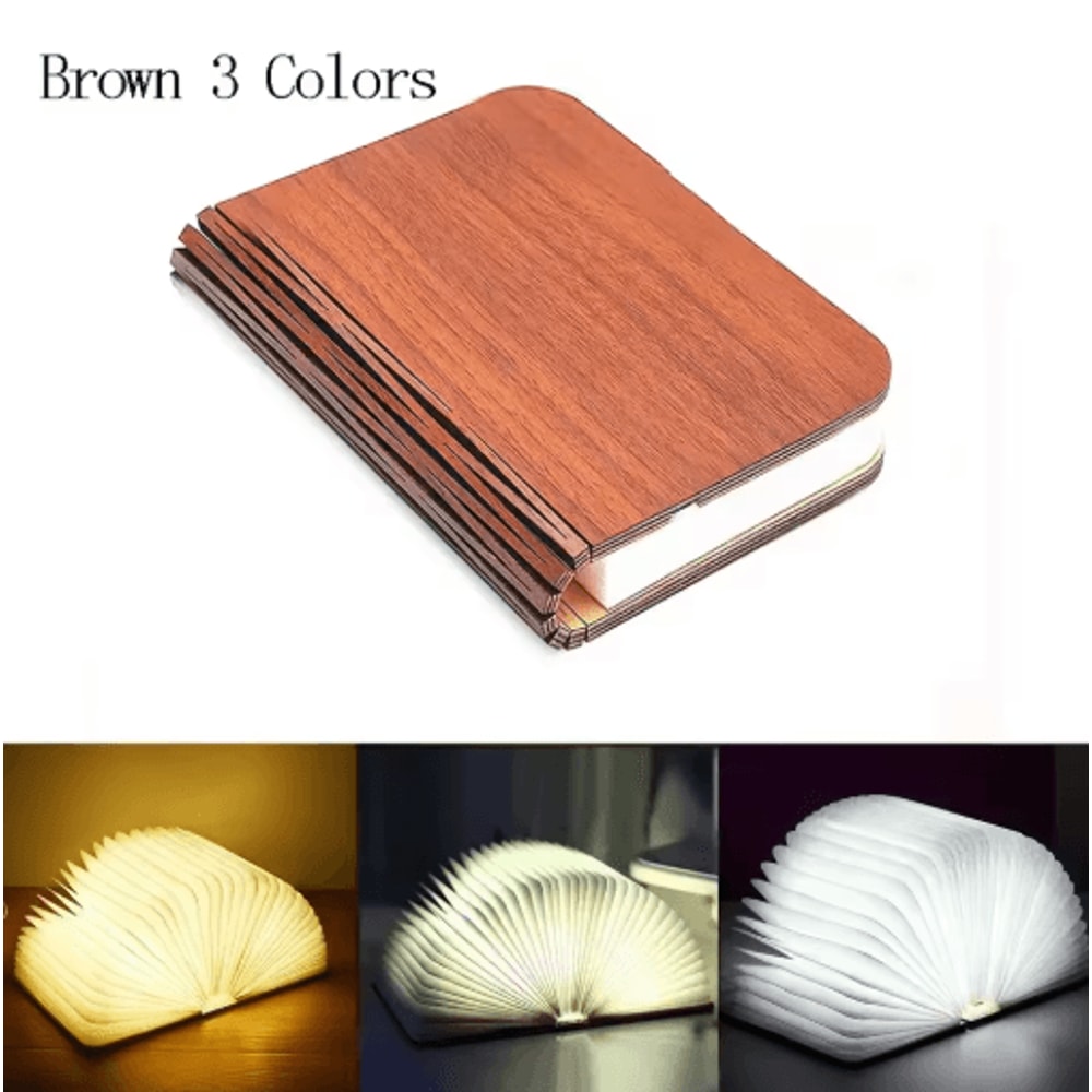 3D Folding LED Book Light RGB Wooden Night Lamp For Bedroom Desk Decor 3