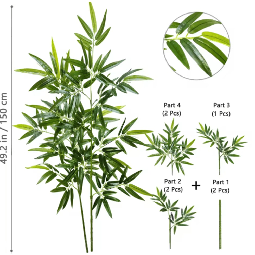 Tall Artificial Bamboo Plant Realistic Green Leaves For Home Office Decor 10
