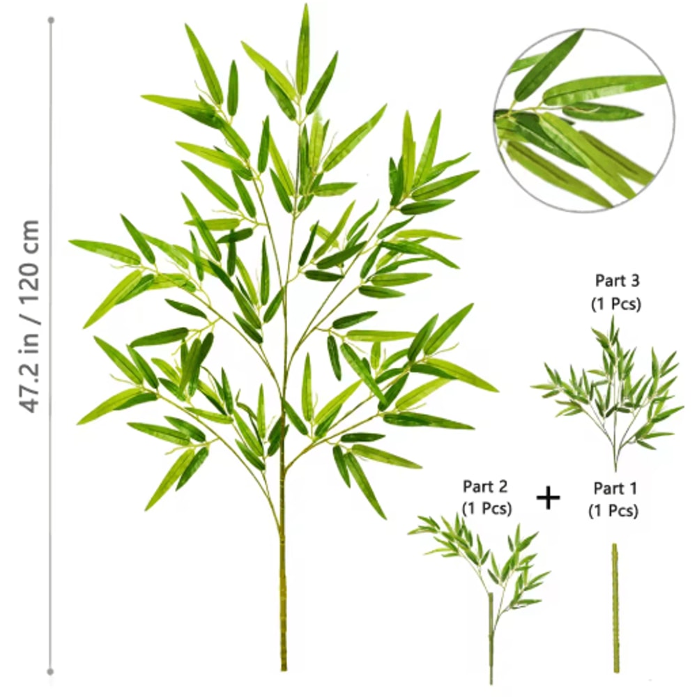 Tall Artificial Bamboo Plant Realistic Green Leaves For Home Office Decor 11