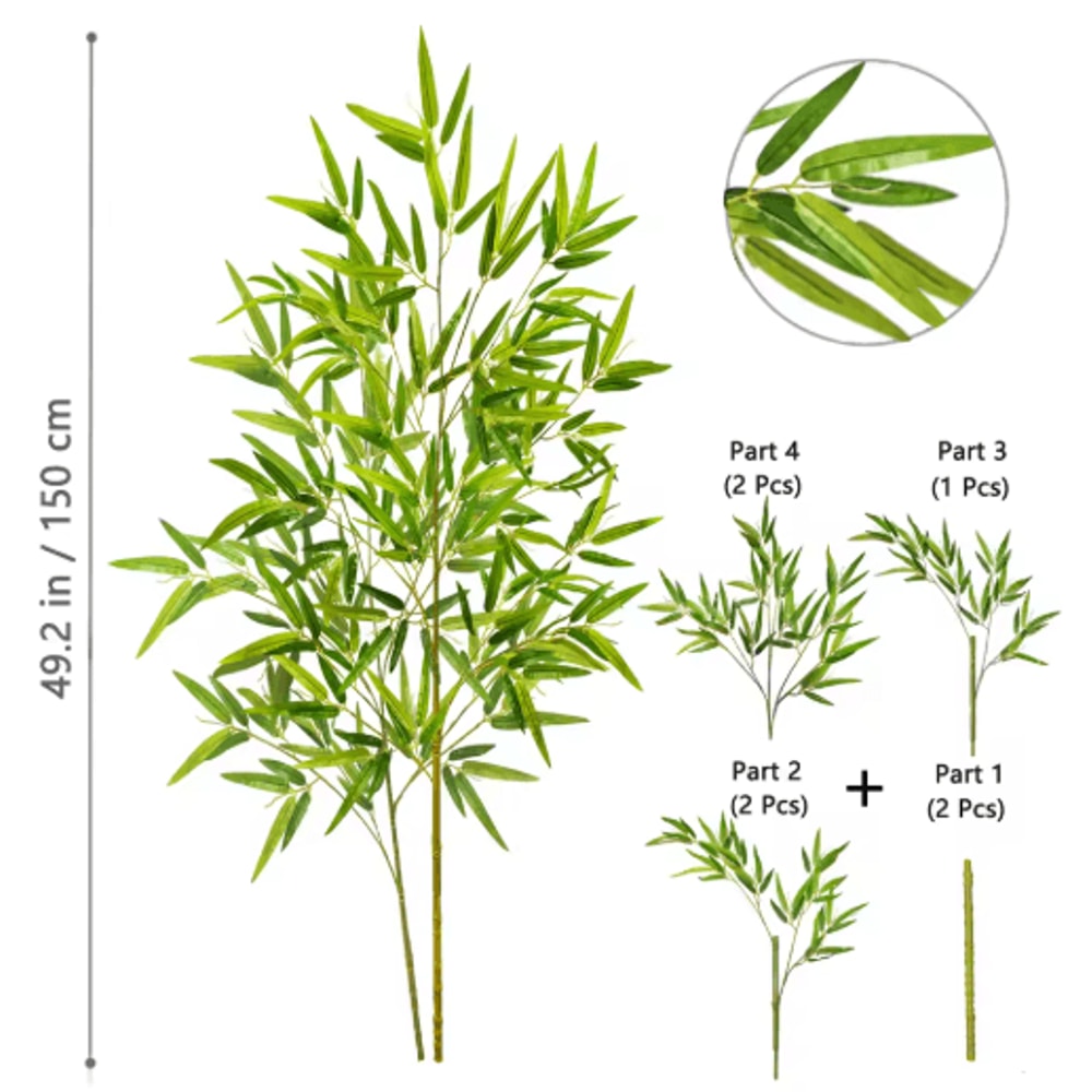 Tall Artificial Bamboo Plant Realistic Green Leaves For Home Office Decor 12