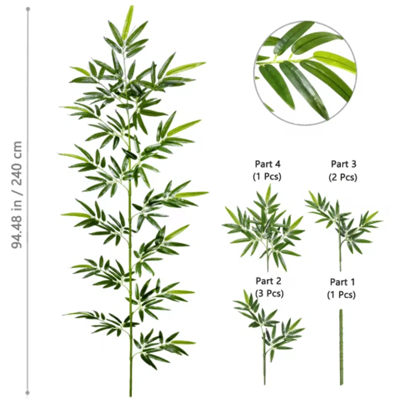 Tall Artificial Bamboo Plant Realistic Green Leaves For Home Office Decor 15