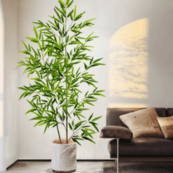 tall artificial bamboo plant – realistic green leaves for home & office decor
