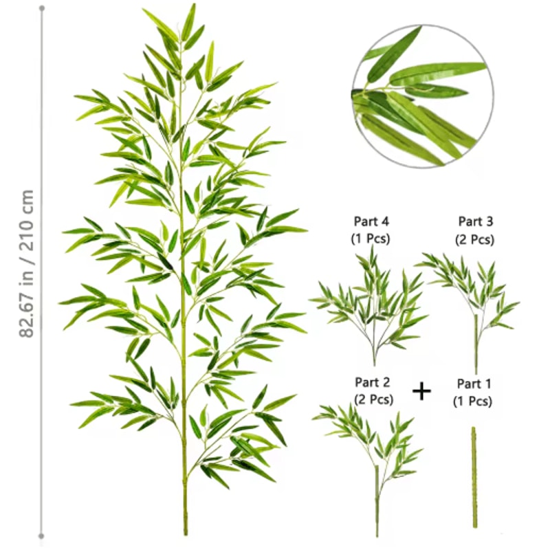 Tall Artificial Bamboo Plant Realistic Green Leaves For Home Office Decor 2