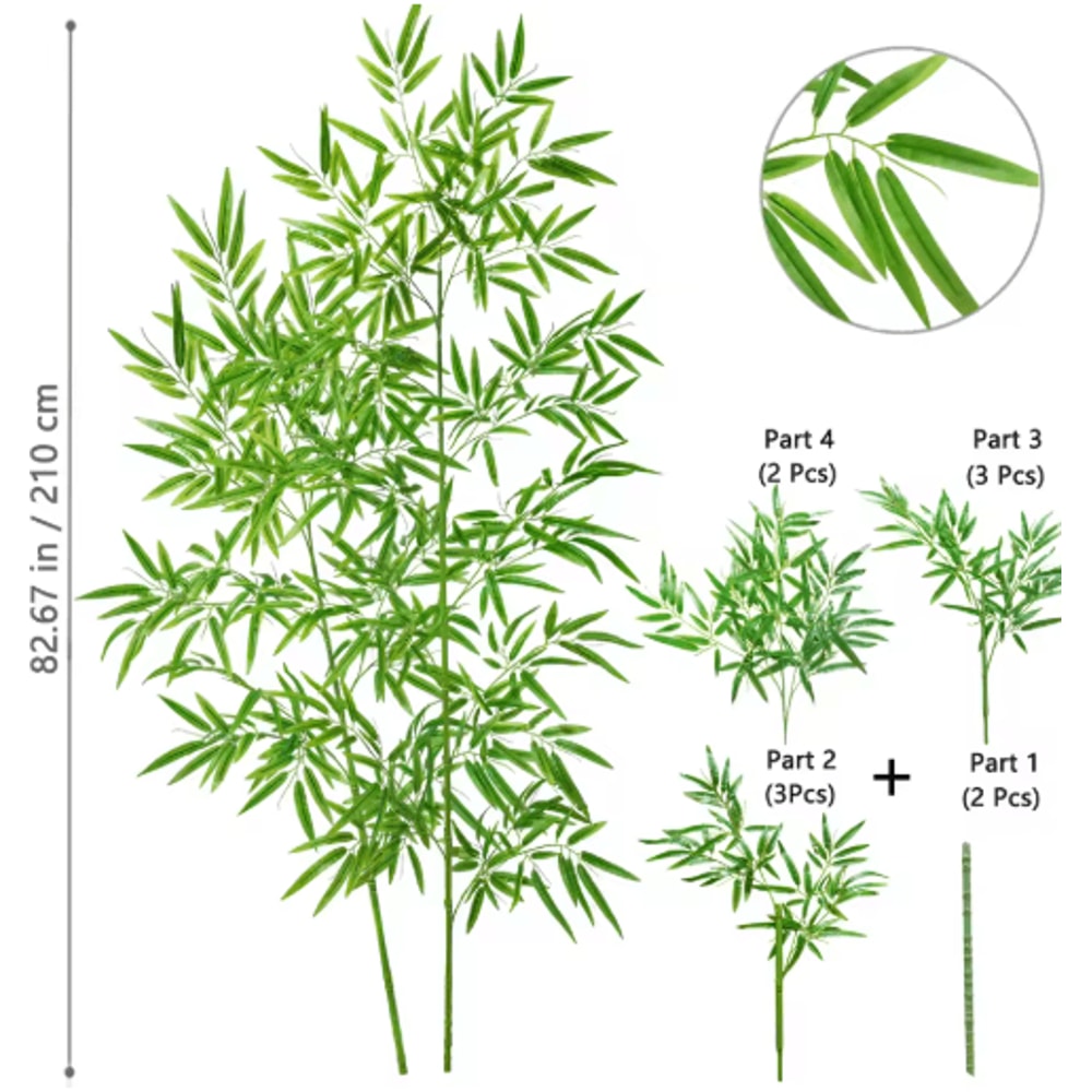 Tall Artificial Bamboo Plant Realistic Green Leaves For Home Office Decor 3