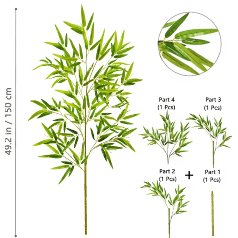 Tall Artificial Bamboo Plant Realistic Green Leaves For Home Office Decor 4
