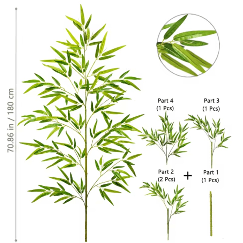 Tall Artificial Bamboo Plant Realistic Green Leaves For Home Office Decor 5