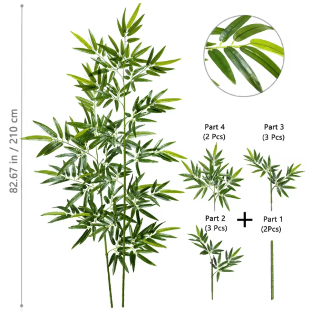 Tall Artificial Bamboo Plant Realistic Green Leaves For Home Office Decor 7