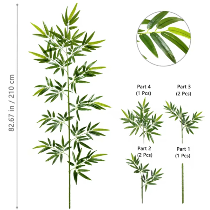 Tall Artificial Bamboo Plant Realistic Green Leaves For Home Office Decor 9