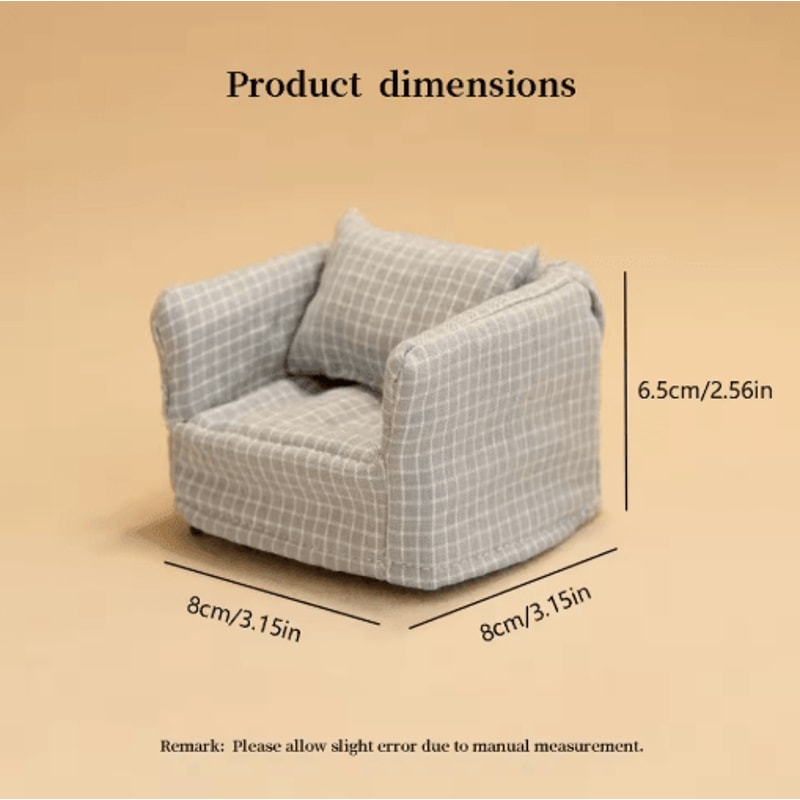 1 12 Scale Miniature Plaid Sofa Wooden Dollhouse Furniture For Living Room Decor 7
