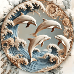 wooden dolphin wall plaque – 2d ocean theme decor for bedroom, office & cafe