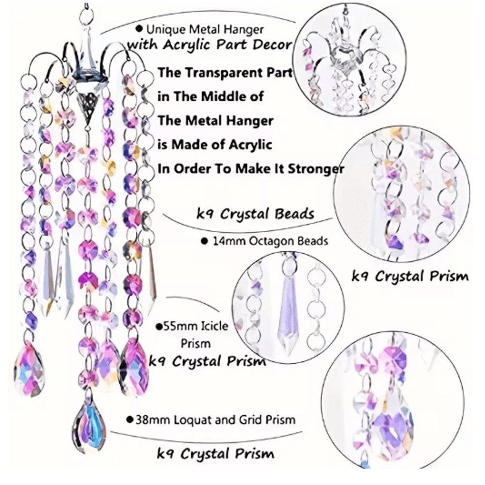 Crystal Chandelier Suncatcher Rainbow Prism Window Hanging Decor Pendant 2