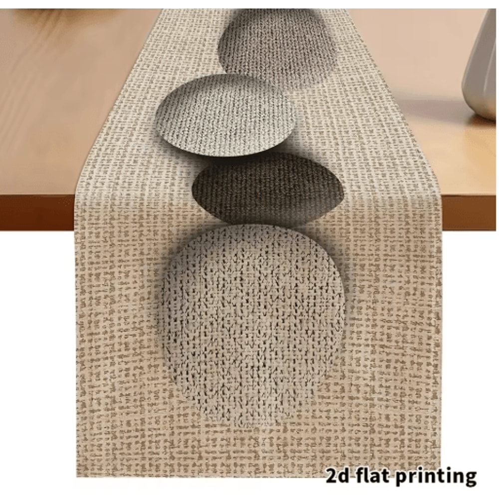 EarthToned Pebble Table Runner Textured Neutral Fabric For Modern Farmhouse Decor 0
