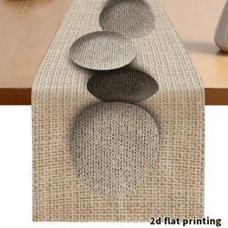earth-toned pebble table runner – textured neutral fabric for modern farmhouse decor