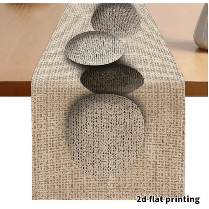 EarthToned Pebble Table Runner Textured Neutral Fabric For Modern Farmhouse Decor 0